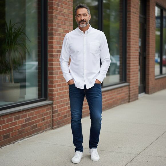 Ag Adriano Goldschmied Other - AG Green Label Men’s Oxford Button-Down Shirt White Size M Long Sleeve Casual